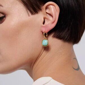 💛Gold plated stone hoop earrings